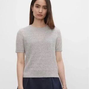 Club Monaco 100% Cashmere Rib Knit Short Sleeve Sweater (Size: S)